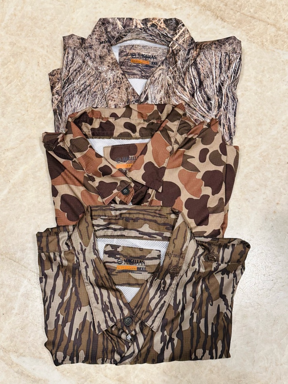 Lot of 3 Magellan Outdoors Men's Camouflage Button-Down Shirts - XXL